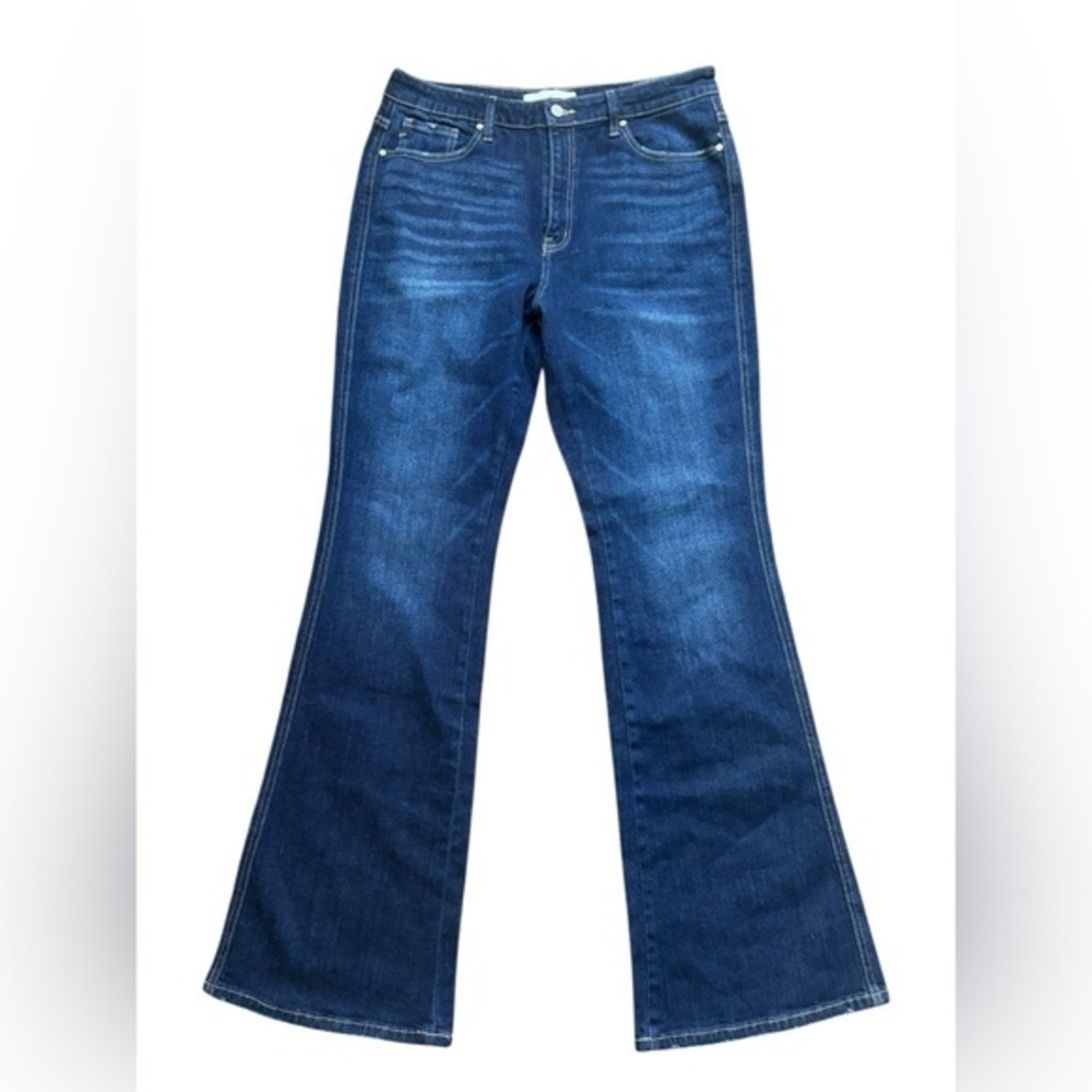 KanCan KC7340D High Rise Dark Flare Jeans Denim Distressed Women Size 13/30